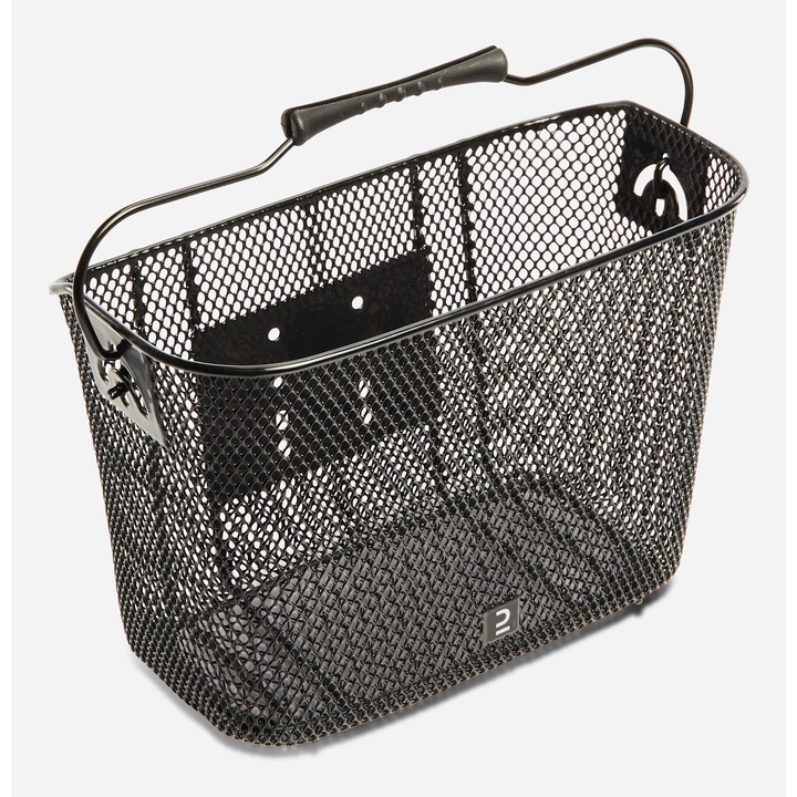 Кошница за велосипед, метална, 9 литра, черна, детска, черна