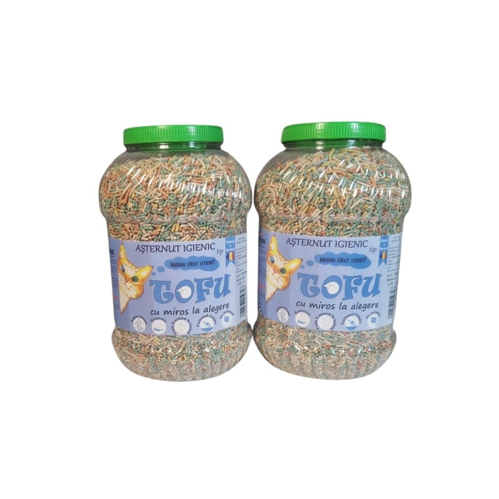 Tofu ecoMiau – Asternut biodegradabil si ecologic pentru pisici, Bubble gum, Pachet 2x8 Litri