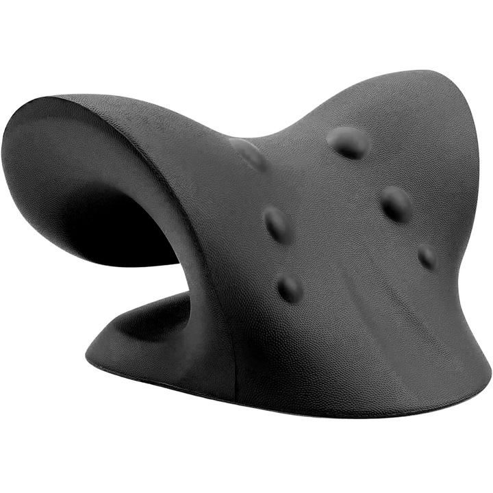 Dispozitiv de Tractiune Cervicala – Relaxator pentru Corectarea Posturii, Ameliorarea Durerilor de Gat si Migrene, Reducerea Stresului si Imbunatatirea Circulatiei Sanguine, Negru