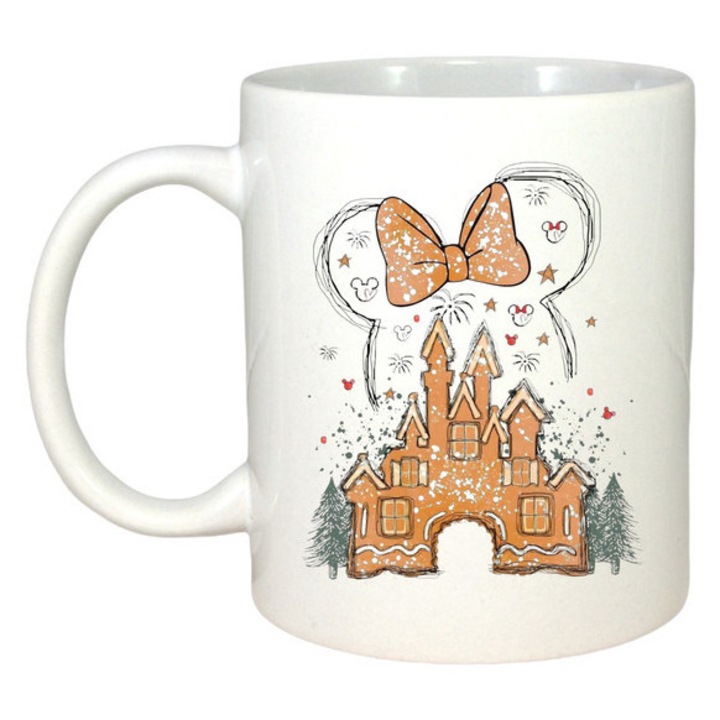 Cana Castel Silueta Cu Fundita Aurie, Craciun, Sarbatori, Cadou, Secret Santa, Cri-Flo, Culoare Alb, 330 ml