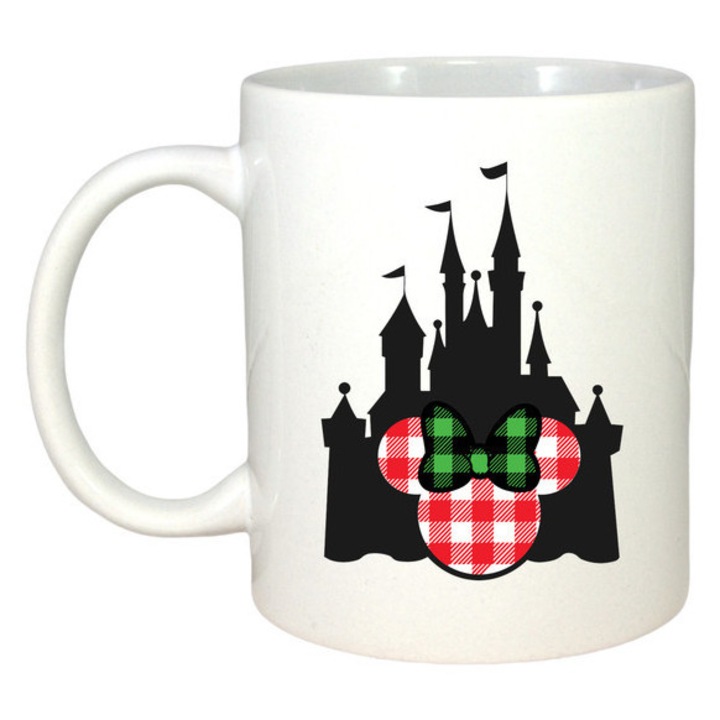 Cana Castel Disney Cu Fundita Verde, Craciun, Sarbatori, Cadou, Secret Santa, Cri-Flo, Culoare Alb, 330 ml