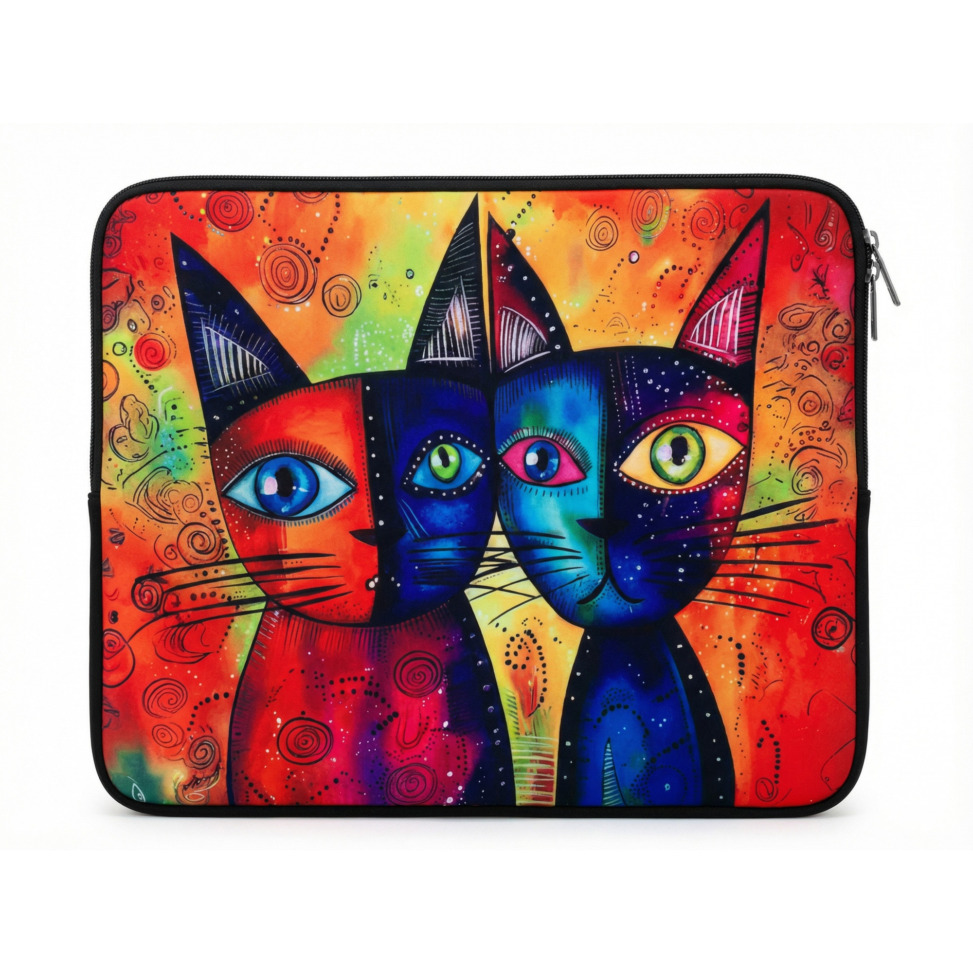 Husa pentru MacBook Pro/Air sau Laptop 14-15 inch, Tip Sleeve, Artinplace, Design Artistic,, Pisicile Spiritului", Neopren, Protectie Anti-Soc, Impermeabila, Multicolor