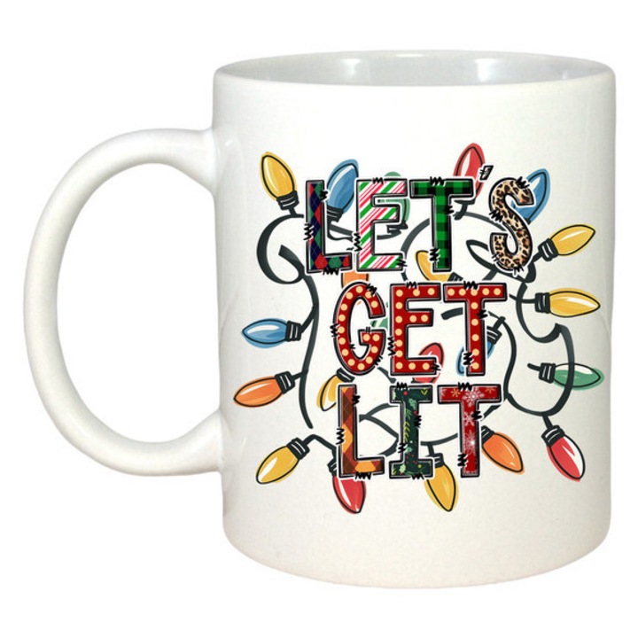 Cana Lets Get Lit Lumini Craciun, Craciun, Sarbatori, Cadou, Secret Santa, Cri-Flo, Culoare Alb, 330 ml