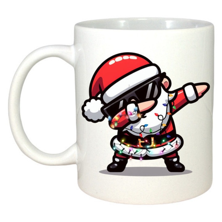 Cana Mos Craciun Dans Dabbing 2, Craciun, Sarbatori, Cadou, Secret Santa, Cri-Flo, Culoare Alb, 330 ml