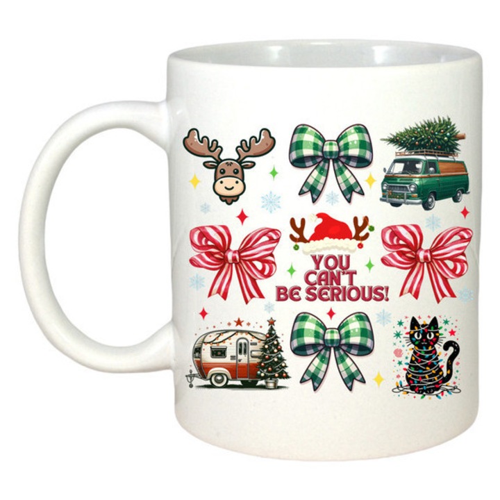 Cana Set Panglici Vacuta Papuci Ceasca Cardinal, Craciun, Sarbatori, Cadou, Secret Santa, Cri-Flo, Culoare Alb, 330 ml