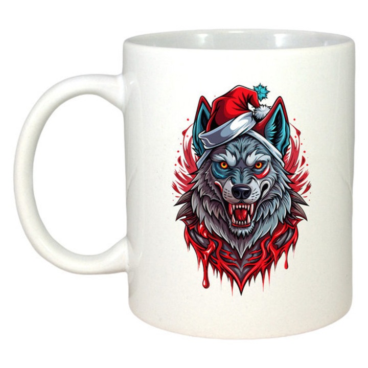 Cana Lup Agresiv De Craciun, Craciun, Sarbatori, Cadou, Secret Santa, Cri-Flo, Culoare Alb, 330 ml