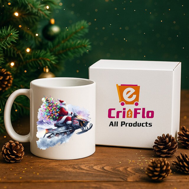Cana Mos Craciun Cu Ghirlanda Pe Snowmobil, Craciun, Sarbatori