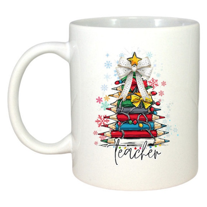 Cana Pom Stratificat Cu Cadouri Sub El, Craciun, Sarbatori, Cadou, Secret Santa, Cri-Flo, Culoare Alb, 330 ml