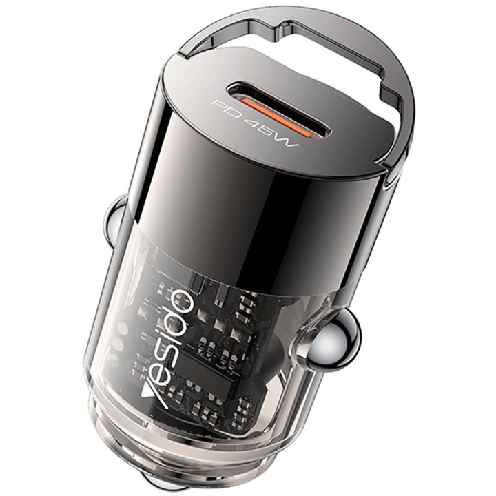 Încărcător mobil Yesido USB-C PD 45W, Negru