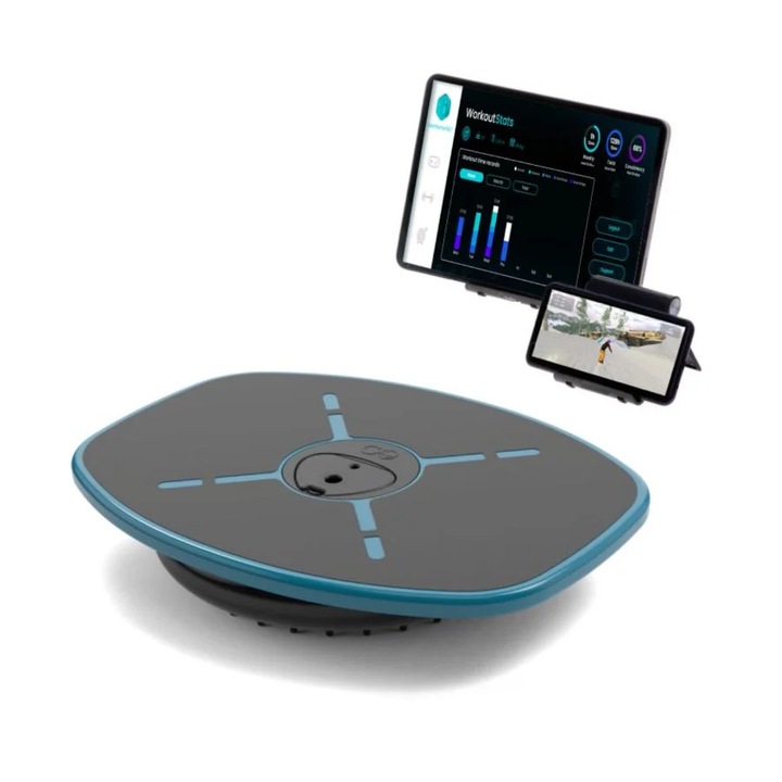 Placa pentru echilibru GoBalance Sport cu sensori de miscare, Conectivitate Bluetooth, Aplicatie iOS si Android, Dimensiuni 46x34cm, Suporta pana la 200Kg, Negru