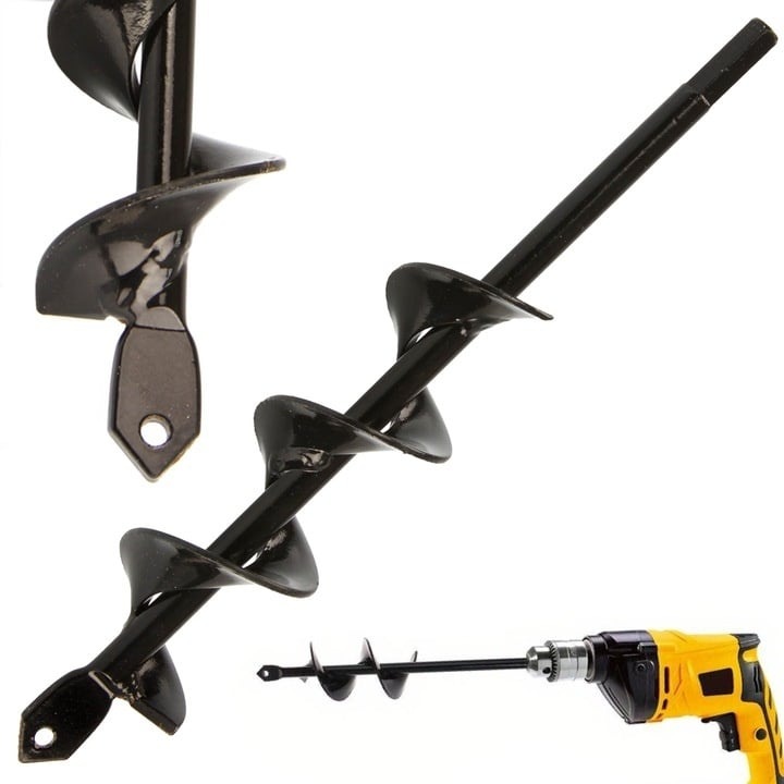 Burghiu de gradină pentru plantare MaxRom 4x22 cm, otel, negru, set 1 bucată