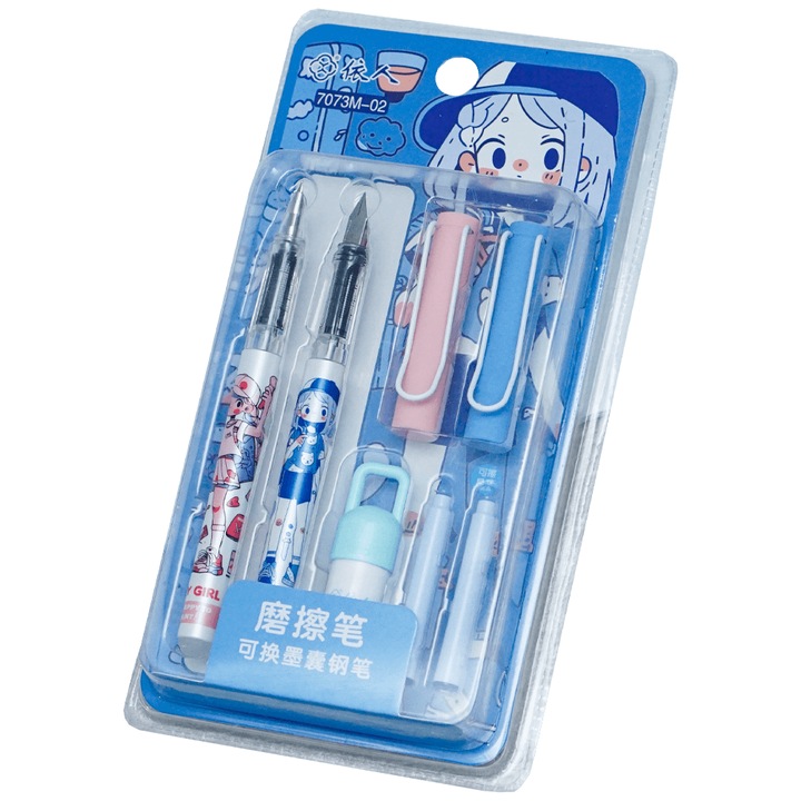 Set 2 stilouri friction cu 2 rezerve si un dispozitiv de curatare Adison