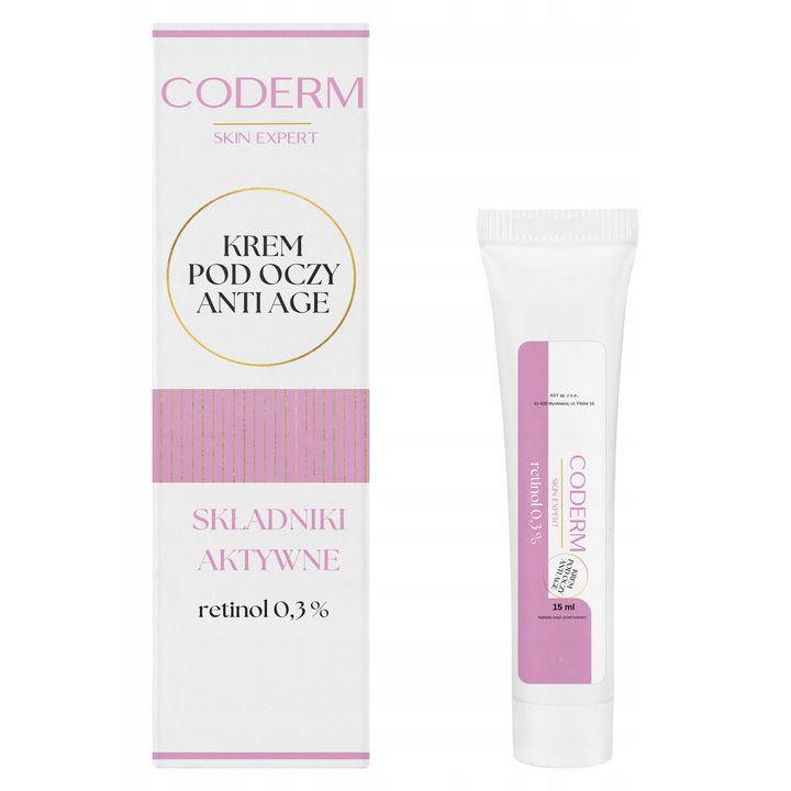 Crema de fata Coderm, pentru ochi, retinol 0,3%, 15ml, hipoalergenica, pentru piele sensibila
