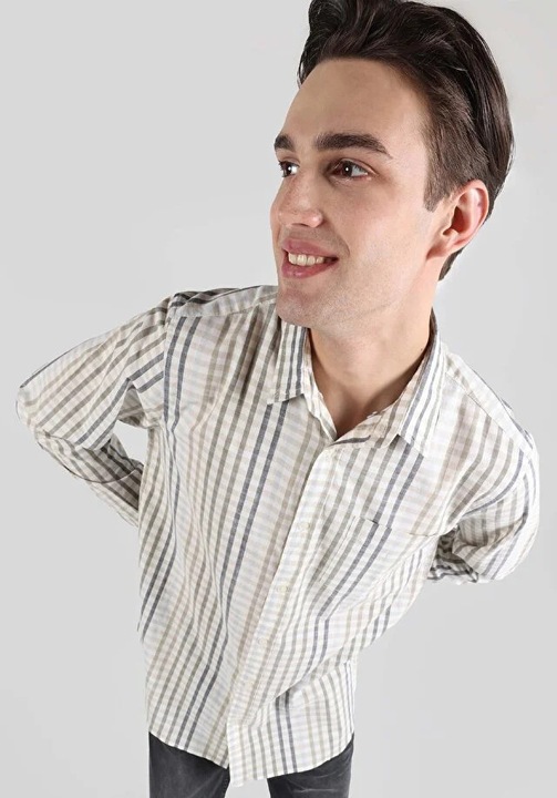 Camasa Cu Maneca Lunga De Barbati Kaki Regular Fit8683197719508