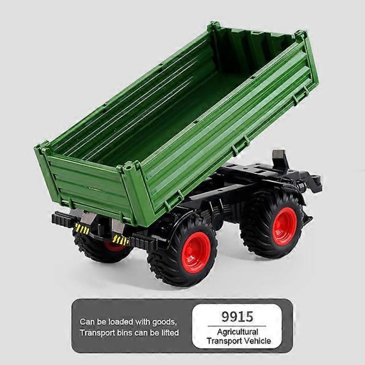 Játék építőipari gép, Vontatott traktor 1/24, 2.4G, 30 perc használat, 3.7V 500mAh, többszínű