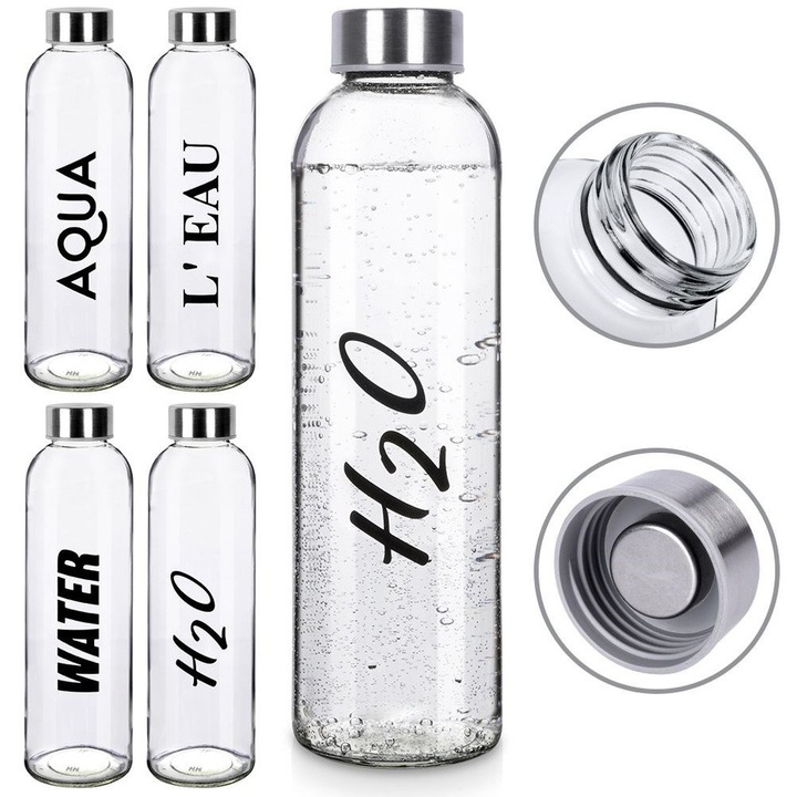 Artemis üvegpalack 0,7L, átlátszó, 24x6,5cm, fém kupakkal és zárral