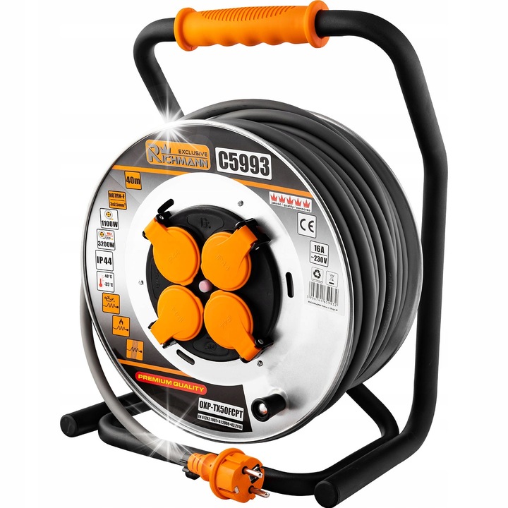 RICHMANN építőipari hosszabbító 40m 3x2,5mm IP44, 4 aljzat, gyerekzárral