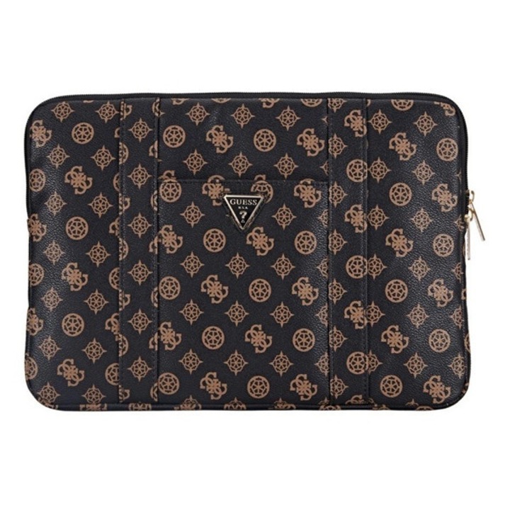 Guess sleeve peony pocket triangle tok fekvő, bőr hatású laptop/notebook/tablet, univerzális, 14" méret, barna