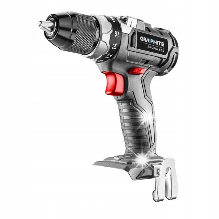 Graphite fúró- és csavarozógép, 18V, szénkefe nélküli motor, 38/58 Nm, 200x220mm, 1.2 kg
