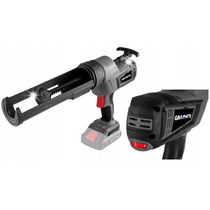 Pistol de lipit, GRAPHITE Energy+ 18V, 4500 N, 310 ml, 462x70x250 mm, negru