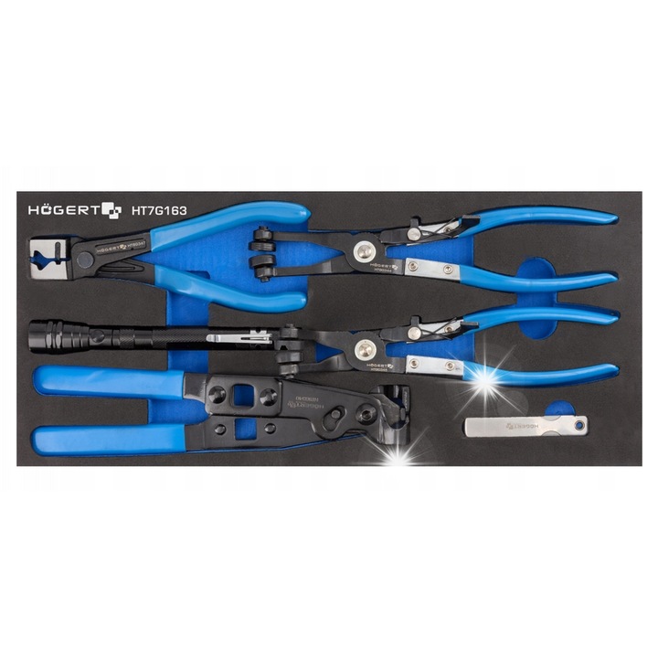 5 darabos krimpelő fogó készlet, Hoegert, 175x230mm, fekete/kék