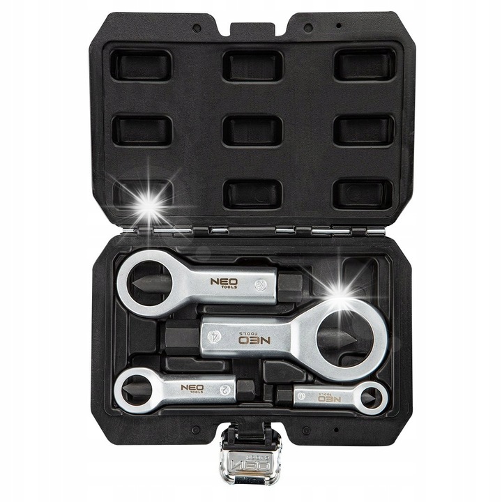 Set 4 Desfacatori de piulite NEO, 9-12mm, 12-16mm, 16-22mm, 22-27mm, cu valiza din plastic