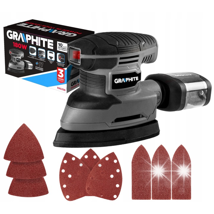 Slefuitor oscilant Delta 180W, 3 stope, 140x140x80mm, Graphite