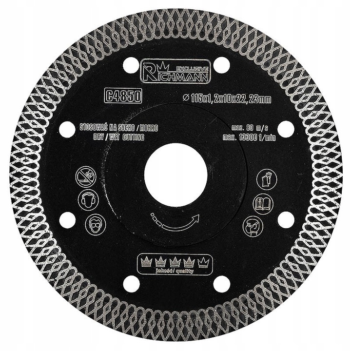 Richmann gyémánttárcsa 230x2x22,23mm, csempéhez, márványhoz, gránithoz, nedves és száraz használatra