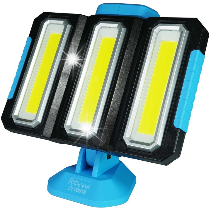 Lampa halogena acumulator cu 3x7W LED, 1500 LM, 195x90x90mm, alb, set