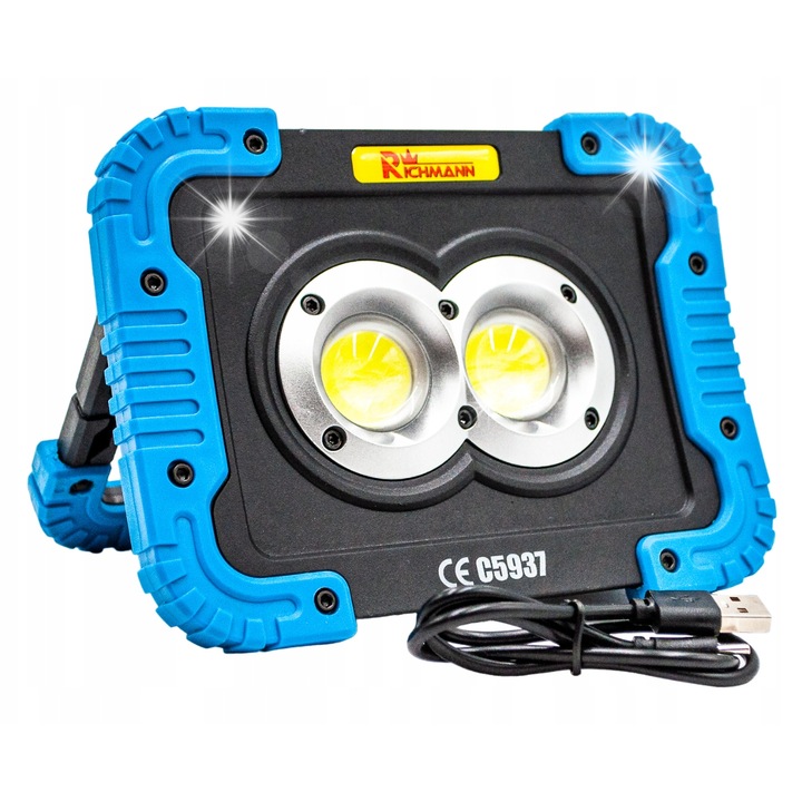 Lanterne halogena, 2x10W LED, 1150 LM, IP44, 75x28x46 mm, set cu cablu USB-C