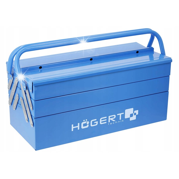 Hogert 18'' fémszerszámosláda, 5 rekeszes, 450x205x200mm, teherbírás 50kg