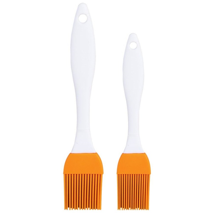 Set 2 Pensule Silikonice pentru Gatit, Artemis, Portocalii, 17x3,5cm si 20x4cm