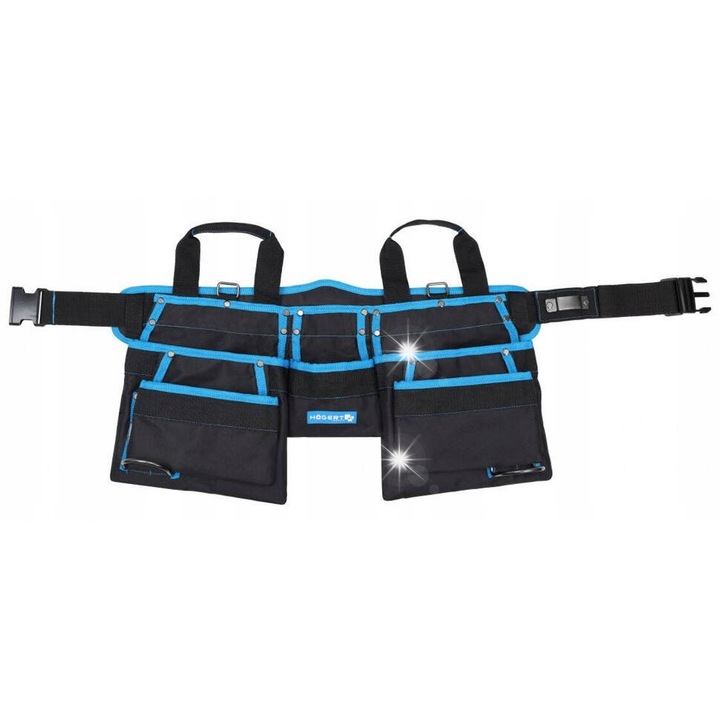 Hogert HT7G241 szerszámöv, 11 zseb, 2 fém fogantyú, 2 hurok, 600D poliészter