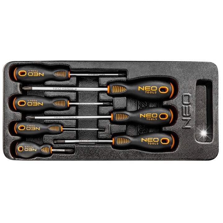 NEO 7 db-os csavarhúzó készlet, S2 acél, mágneses méretek, 84-232