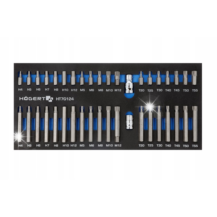 Set 40 Biti surubelnita, Hogert, Torx, Spline, Hexagonal, 180x395mm