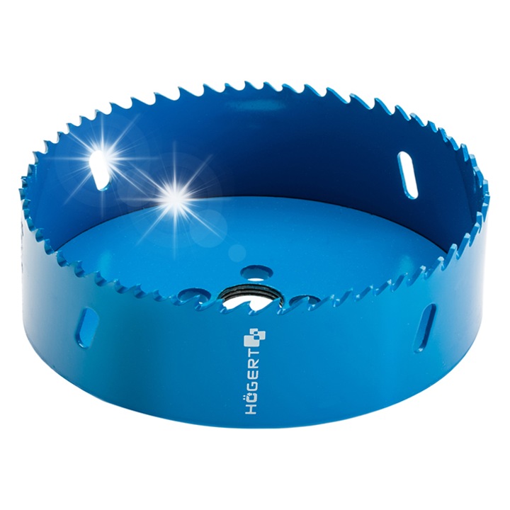 Биметална боркорона 140 мм Hoegert Technik, за дърво и метал, дълбочина 38 мм, комплект