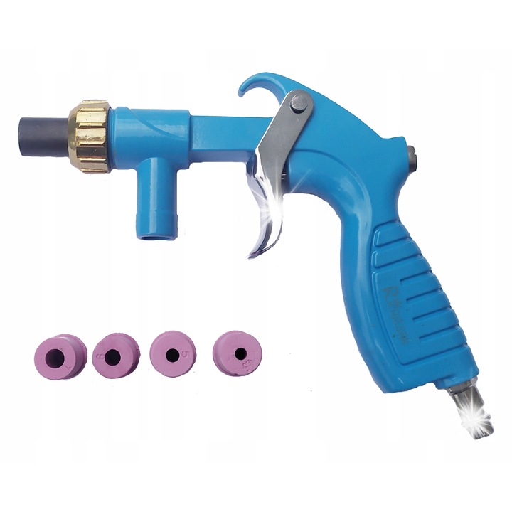 Homokfúvó pisztoly, RICHMANN, tartály nélkül, 4 fúvóka, max. 10 bar nyomás, kék