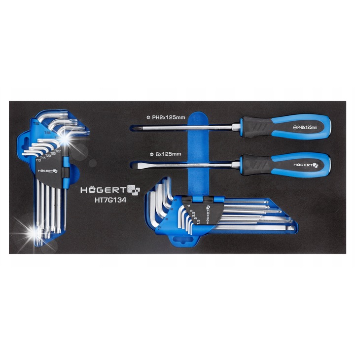 HEX és TORX csavarhúzó és kulcskészlet, 20 darab, Hoegert, 39.5mm méret, EVA anyag