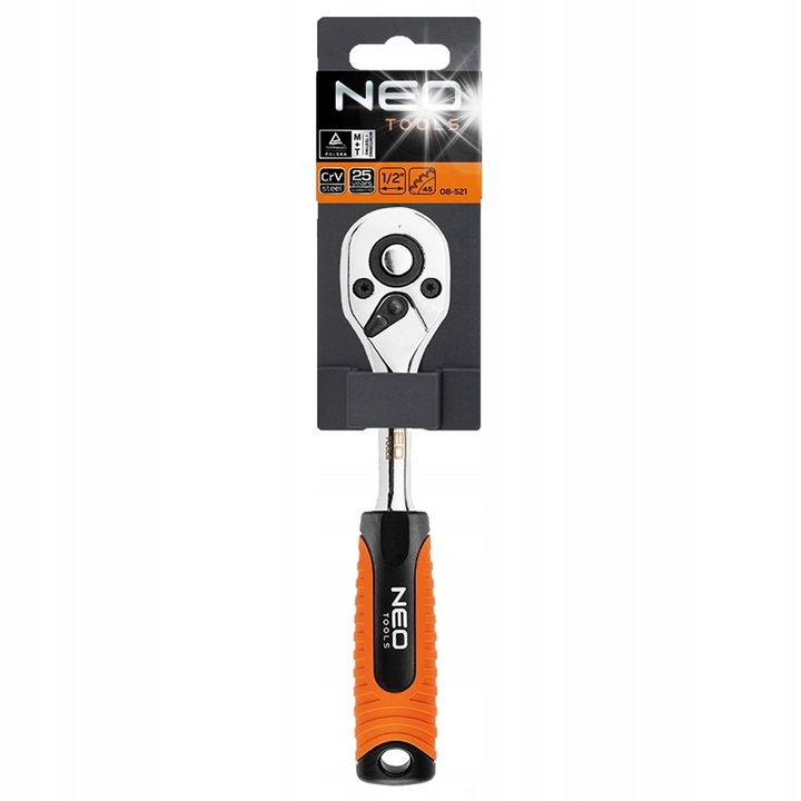 Cheie cu ratchet 1/2" NEO, 265mm, 45 dinti, crom-vanadiu, set 1 buc.