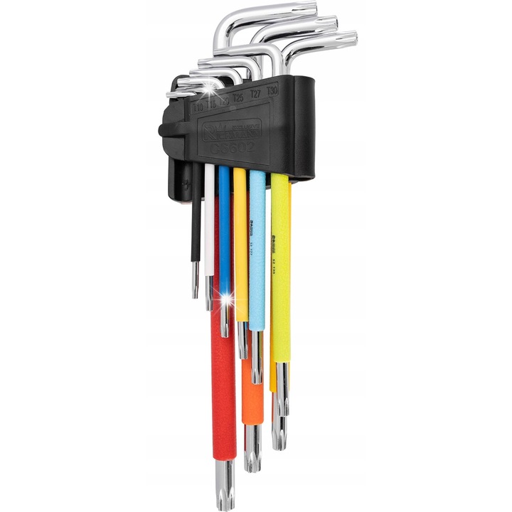 Set 9 chei TORX colorate, RICHMANN, S2, T10-T70, cu magnetizator
