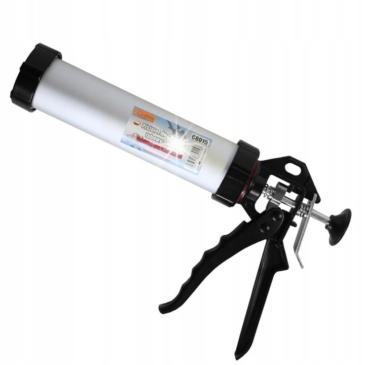 Csőtörő pisztoly 600ml, RICHMANN, alumínium, 375mm hosszú, akasztóval, fekete/fehér