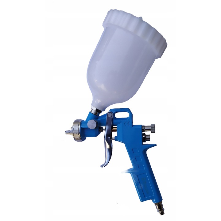 Festékszóró pisztoly, Richmann, 0.6L, 1.5mm fúvóka, fehér/kék