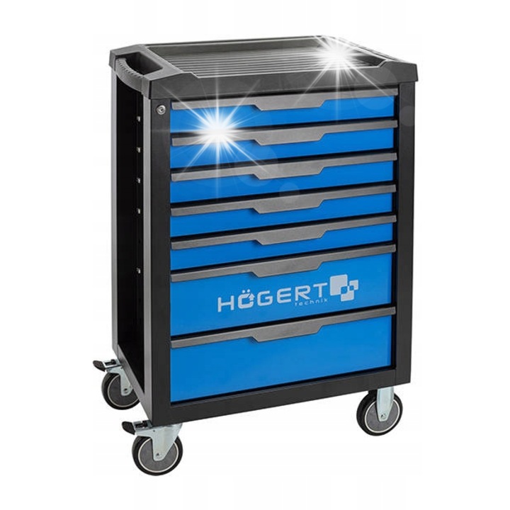 Carucior unelte, Hoegert, model HT7G048, 7 sertare, 400kg, 710x460x977mm
