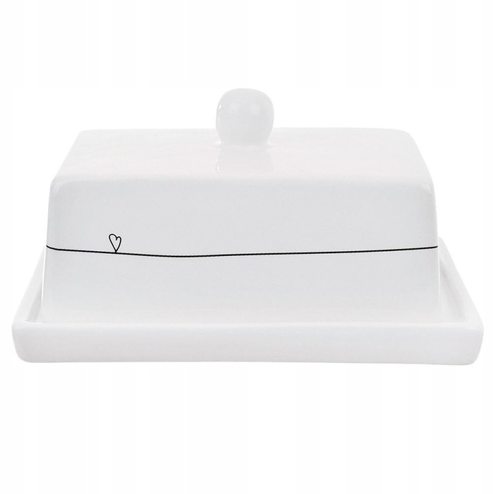 Untiera ceramica alba cu capac, Orion, 16,5x12,5x8cm, design cu inima