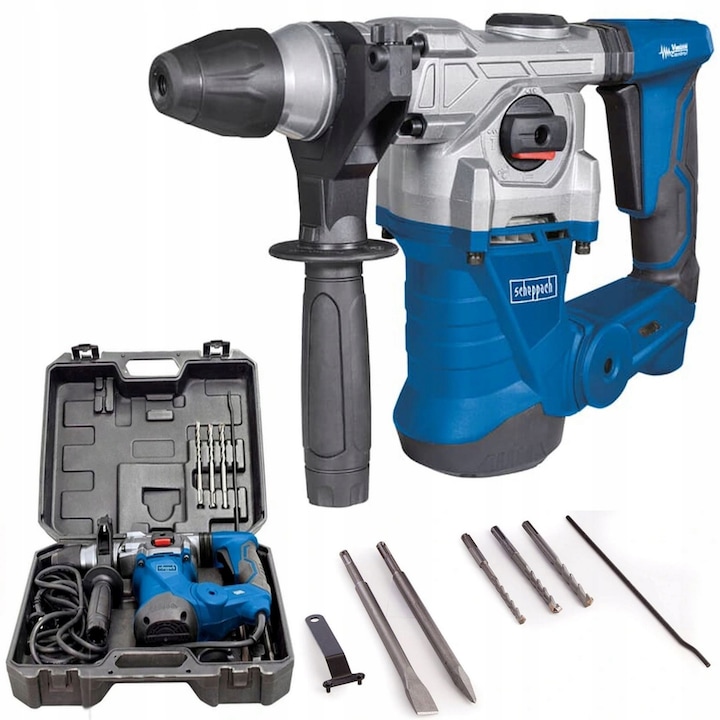 Перфоратор Scheppach DH1300PLUS 1250W 5J, 4 функции, 30мм, комплект с аксесоари, куфар