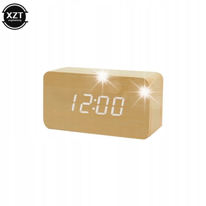 Ceas decorativ LED, termometru, 3 alarma, dimensiuni 10x10x10cm, multicolor