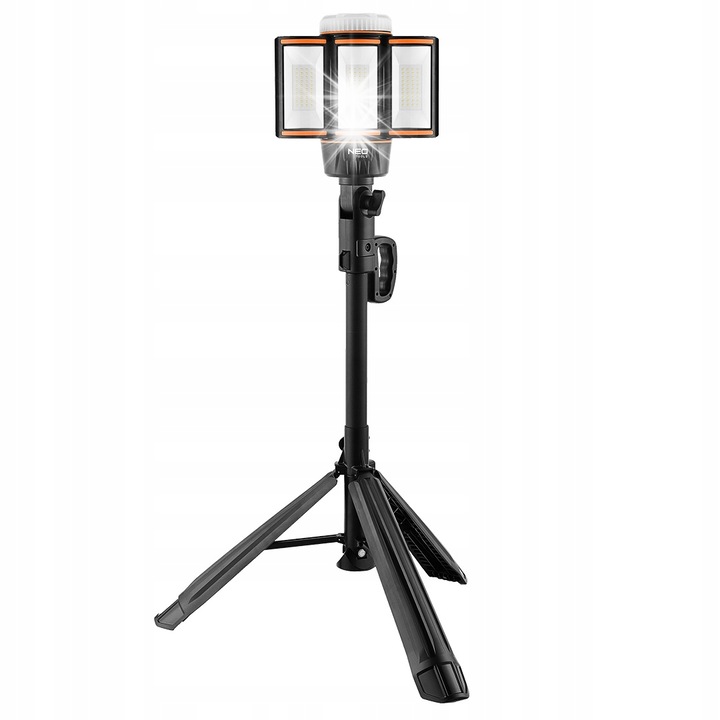 Акумулаторна лампа, NEO Tools, 5000lm, 5 режима на работа, IP44, 2м стойка, 5000mAh батерия, черна