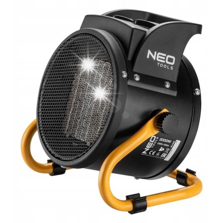 Elektromos kerámia hőlégfúvó 5kW Neo Tools, fekete, termosztáttal, 400V