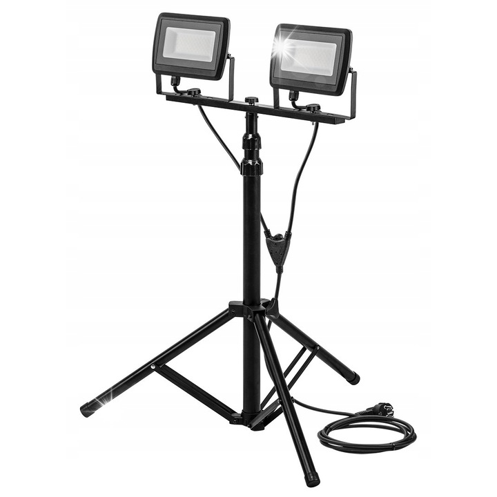 Proiector LED dublu 2x50W SMD 8500LM 230V cu stativ Neo Tools 1.8m IP65, negru