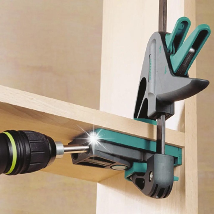 Set pentru imbinari invizibile, Wolfcraft, 2 sabloane, 1 burghiu, 1 limitator, 10 dopuri, 40 suruburi, multicolor, 26x21x6cm